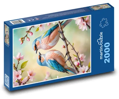 Produktbild von Puzzle 2000 Vögel auf dem blühenden Baum - martinpuzzle