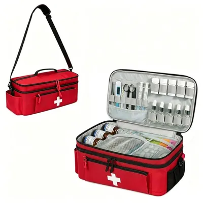 Immagine prodotto di Kit di pronto soccorso vuoto, grande, rosso e grigio, dimensioni 40x23x18 cm