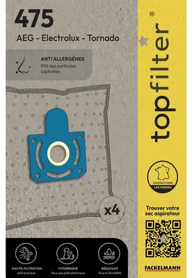 Image de Lot de 4 sacs aspirateur Tornado et AEG TopFilter Premium