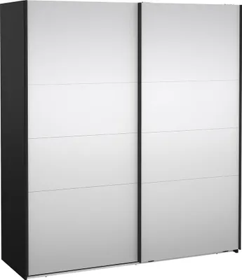 Produktbild von Catania Schiebetürenschrank 2 Türen mit Spiegel 180x200cm matt schwarz.