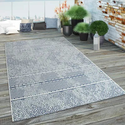 Produktbild von Outdoorteppich Für Terrasse und Balkon Mit Geometrischen Mustern Grösse 80x150 cm