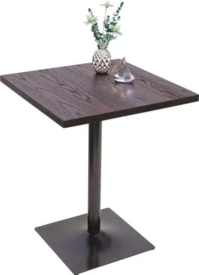 Immagine prodotto di Tavolo da bistrot HWC-H10, tavolo da bancone, gastronomia industriale in legno di olmo  MVG 76x60x60cm ~ marrone scuro