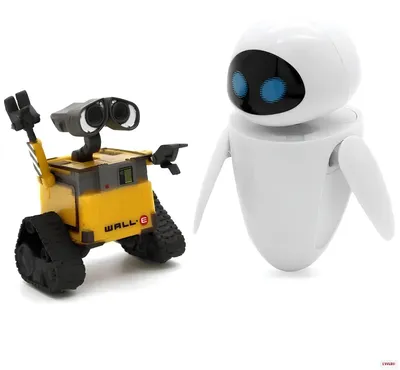 Produktbild von Set 2 Figuren Wall-E und Eve realistische Figuren aus dem Animationsfilm perfekt für die Sammlung und zum Spielen.