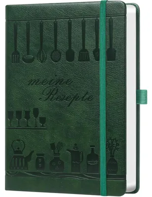Image de Rezeptbuch A5 zum Selberschreiben, Notizbuch für Lieblingsrezepte, Grün, 21 x 14.5 cm, 128 Seiten, 120g Papier