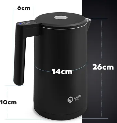 Produktbild von Balter Edelstahl Wasserkocher WK-5 Touch, 1,7L, 40–100°C Temperatureinstellung, BPA-frei, Doppelwand, Warmhaltefunktion, Schwarz