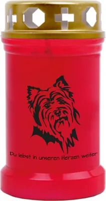 Produktbild von Grabkerze Rot, Brenndauer: 40 Stunden, Motiv: Terrier