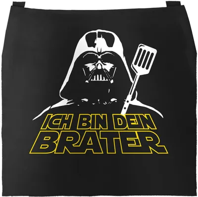 Produktbild von Premium Grill-Schürze für Männer Ich bin dien Brater lustige Sprüche Sternenkrieger Film Parodie Moonworks® schwarz Herren