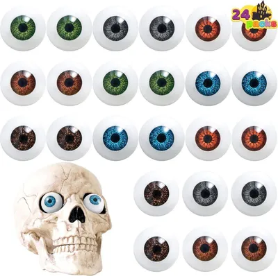 Produktbild von JOYIN 24 Stück Halloween gruselige realistische Augen - 12 Paar halbrundhohle Augäpfel