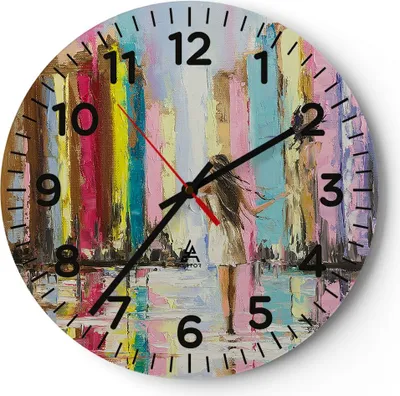Produktbild von Wanduhr - Rund - Glasuhr - Mädchen Vogel - 30x30cm - Schleichendes Uhrwerk - Lautlos - zum Aufhängen bereit - Dekoration Modern - Wanddekoration aus Glas - C4AR30x30-3441