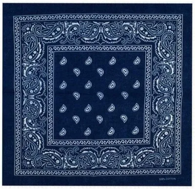 Imagen del producto de Pañuelo de algodón, 54x54 cm, color azul marino/azul oscuro, estampado paisley, ideal para la cocina