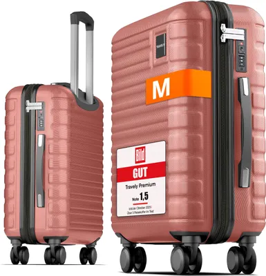 Produktbild von Travely Premium Handgepäck Koffer 55x40x20cm - passend für Ryanair, Lufthansa, Eurowings und co. I 36L Trolley Handgepäck mit sanften Rollen und praktischem TSA Schloss, Reisekoffer