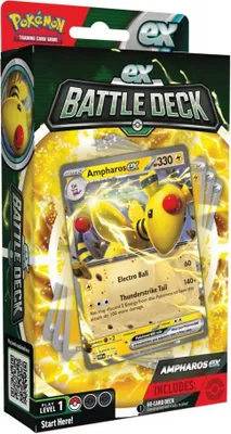 A product box for a Pokemon TCG Ampharos EX Battle Deck.