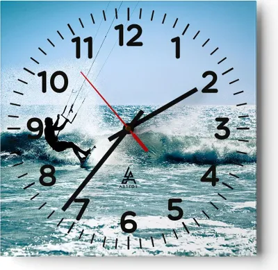 Produktbild von Wanduhr - Quadrat - Glasuhr - Drachen-Surfen Wasser Ozean - 30x30cm - Schleichendes Uhrwerk - Lautlos - zum Aufhängen bereit - Dekoration Modern - Wanddekoration aus Glas - C4AC30x30-2385