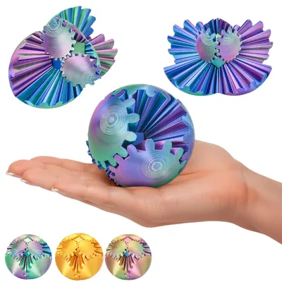 Produktbild von Gear Ball 3D Logik-Kugel Blau-Grün-Violett – Drehbare Farbkugel | Anti-Stress Schreibtisch-Gadget & Konzentrationstrainer | Dekoratives Puzzle