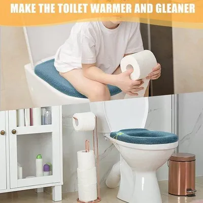 Produktbild von Toiletbrilhoezen, WC-brilbekleding mit Hängelüster, für die meisten Toilettenbrillen, mit 3 Toiletdeckelliftern (5 Farben)