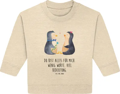 Produktbild von Mr. & Mrs. Panda Organic Baby Pullover Pinguin Pärchen 6. - 12. Monat - Natural Raw - Geschenk, Hochzeitstag, Liebe, Hochzeit, Bullover