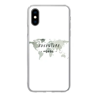 Produktbild von MuchoWow® Handyhülle Schutzhülle Hülle für iPhone X Weltkarte - Grau - Zitate Silikon Softcase Handy Hülle - Handyhülle
