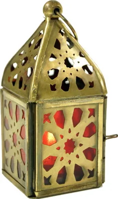 Produktbild von Orientalische Metall/Glas Laterne in Marrokanischem Design, Windlicht, Mehrfarbig, Glas,Metall,Eisen, Farbe: Gelb, 12*5*5 cm