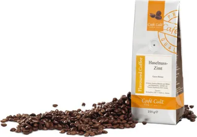 Produktbild von Kaffee "Haselnuss Zimt" in 1 kg Tüte, ganze Bohne, aromatisiert