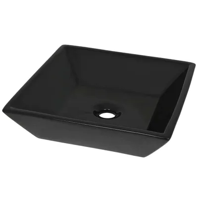 Obrázek produktu pro vidaXL Umyvadlo keramické čtvercové černé 41,5 x 41,5 x 12 cm