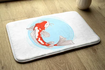 Produktbild von Badteppich Saugfähige - Badezimmer Teppich - Rutschfester Badvorleger Badematte - 90x60 cm - Karpfen Koi