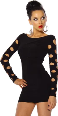 Produktbild von Atixo Damen Minikleid Abendkleid Partykleid Freizeitkleid, Größe:M, Farbe:Schwarz