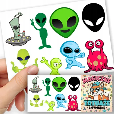 Obrázok produktu pre ZMYVATELNE DETSKE TETOVANIE DOCASNE - KOSMITA UFO - 8 ks