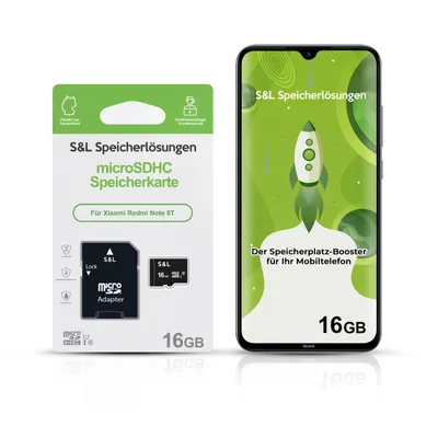 Produktbild von microSD Speicherkarte S&L für Xiaomi Redmi Note 8T - Speicherkapazität: 16 GB