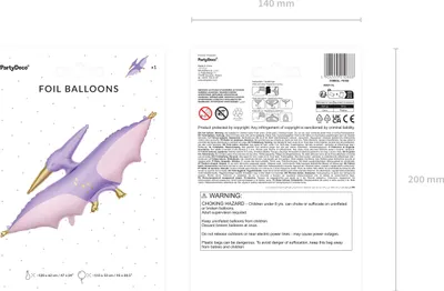Produktbild von Folienballon Pterodaktylus 115x53cm Helllila