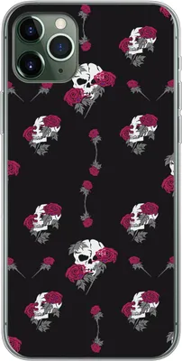 Produktbild von MuchoWow® Handyhülle Schutzhülle Hülle für Telefoonhoesje iPhone 11 Pro Max Mädchen - Totenkopf - Rosen - Muster - Mädchen - Kinder - Kinder - Mädchen Silikon Softcase Handy Hülle - Schutz