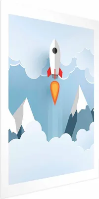 Produktbild von Posterpapier Poster - Rocket in the Clouds 21x30 cm Für Kinder e-B-0038-ao-a