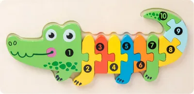 Image de 3D trafic animaux dinosaures blocs de puzzle avec des invites numériques, adapté aux enfants âgés de 18 mois et plus,crocodile