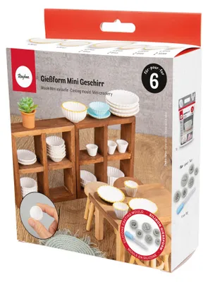 Produktbild von Rayher Silikon Gießform Mini-Geschirr, 6tlg., inklusiv Pipette, 36218000