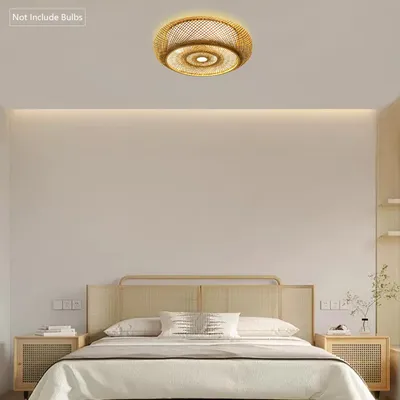 Obrázek produktu pro Stropní svítidlo z bambusu, 40 cm. Stropní svítidlo, závěsné svítidlo, LED, lustr. Výška nastavitelná. Vhodné do jídelny, kanceláře, baru, kuchyně, do stylu loft