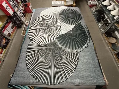 Produktbild von Teppich mit geometrischem Fächerdesign Waschmaschinengeeignet, 260x180 cm
