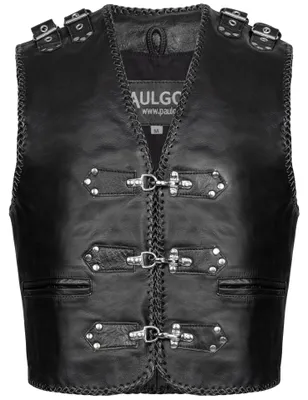 Produktbild von PAULGOS Lederweste Biker Kutte Clubweste Chopper Weste 100% Echtleder - BW7