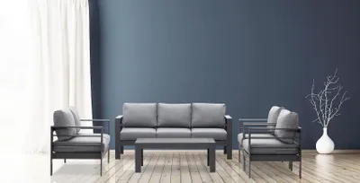 Produktbild von MeXo Gartenmöbelset, Loungeset Aluminium für 6-7 Personen mit Kissen & Couchtisch Indoor Outdoor Balkon Garten Terrasse (Sitzgruppe, Aluminiumrahmen)