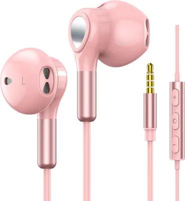 Produktbild von In-Ear Kopfhörer mit Kabel, 3.5mm Klinke, Mikrofon & Lautstärkeregler, Geräuschisolierung, kompatibel mit Smartphone, Tablet & MP3