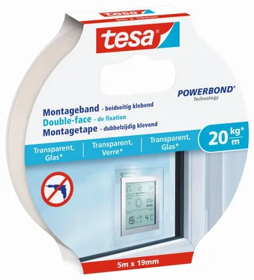 Obrázok produktu pre tesa Powerbond montážna páska na sklo, 19 mm x 5,0 m