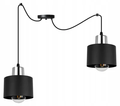 Produktbild von Moderne LED Pendelleuchte Schwarz mit Lampenschirm – Hängelampe / Deckenleuchte für Wohnzimmer und Esszimmer