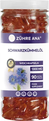 Produktbild von Zühre Ana | Schwarzkümmelöl‑Weichkapseln 1300 mg (90 Kapseln)