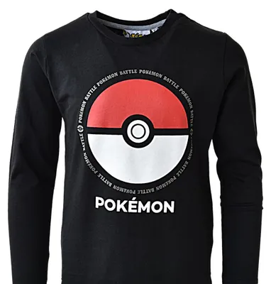 Produktbild von Pokémon Langarmshirt für Kinder aus 100% Baumwolle mit Pokéball Druck, weich & atmungsaktiv