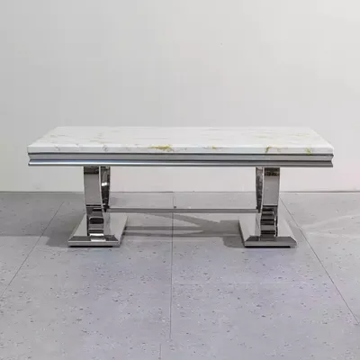 Zdjęcie produktu dla Nowoczesny szary stolik kawowy ze stali nierdzewnej stoły do salonu design