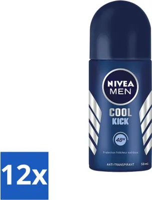 Zdjęcie produktu dla Nivea - Cool Kick - dezodorant w kulce dla mężczyzn - 48 godzin ochrony - 50 ml - opakowanie wartościowe - 12 szt