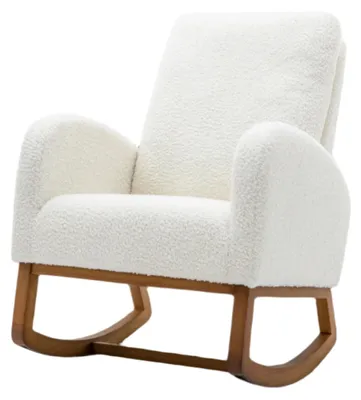 Obrázek produktu pro Houpací křeslo - Křeslo s opěrkou zad - Křeslo s područkami - Ergonomická opěrka zad - Měkká plyšová látka