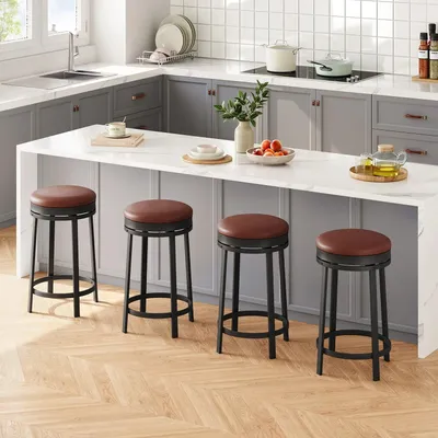 Immagine prodotto di Sgabelli da bar - Sgabelli da cucina - Sgabelli girevoli - Sgabelli per bancone - Set da 4 - Seduta in ecopelle