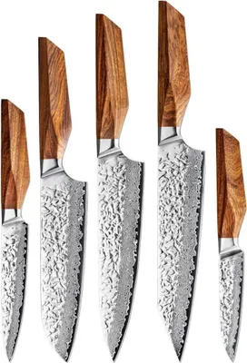 Produktbild von Set Damast Küchenmesser AW - 39266 – Braun | Hochwertige Schneidekunst KP39266