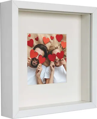 Produktbild von bd-art Objektrahmen, Glas, Weiß, 23x23 cm (Box), 13x13 cm (Passepartout), 3D, Quadratisch, inkl. Aufhängung für Wand & Tisch, für Erinnerungsstücke