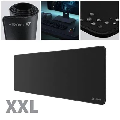 Produktbild von Aukey XXL Gaming-Mauspad KM-P2 800 x 300 mm, Premium Tastatur-Maus-Matte Large Size, wasserdicht + rutschfest, verbessert Präzision + Geschwindigkeit, schwarz