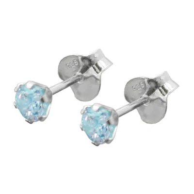 Produktbild von Ohrstecker Ohrring 4mm Zirkonia aquamarinfarben Silber 925 silber 4mm